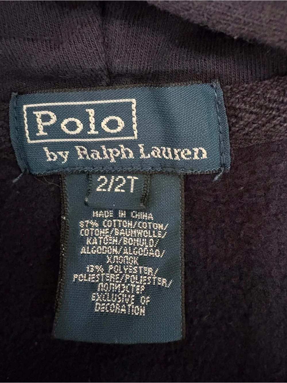 Polo Ralph Lauren Toddler 2T Navy Zip Hoodie Sporty Prep Elevated Casual